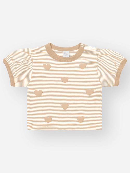 Conjunto Menina Corações Bege