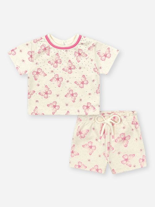 Conjunto Menina Borboletas Off White