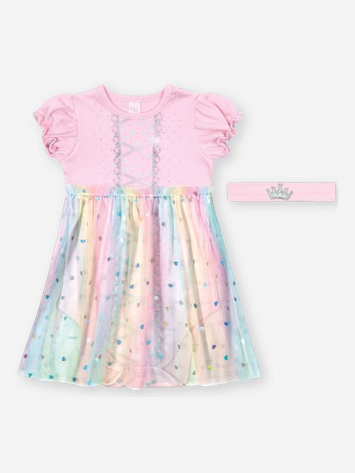 Vestido Menina de Fantasia Princesa Rosa