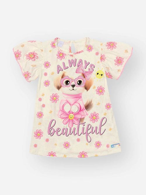 Vestido Menina Cachorrinha Off White
