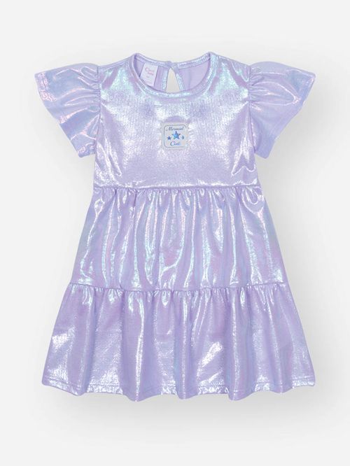 Vestido Menina em Malha Foil Lilás