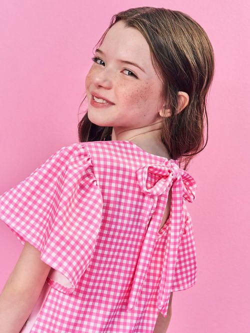 Vestido Menina Ursinha Xadrez Rosa