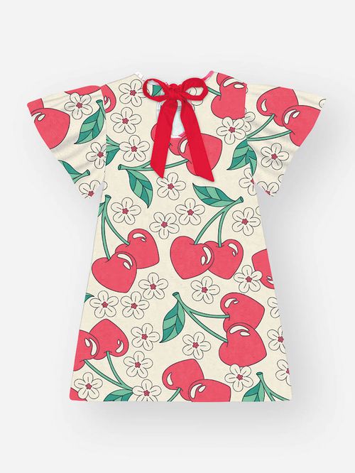 Vestido Menina em Cotton Cerejas Vermelho