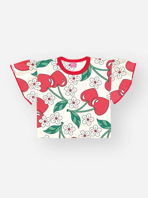 Conjunto Menina em Cotton Cerejas Vermelho Mundo Cinti