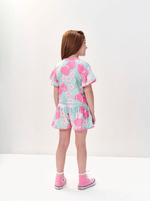 Conjunto Menina em Cotton Cerejas Rosa