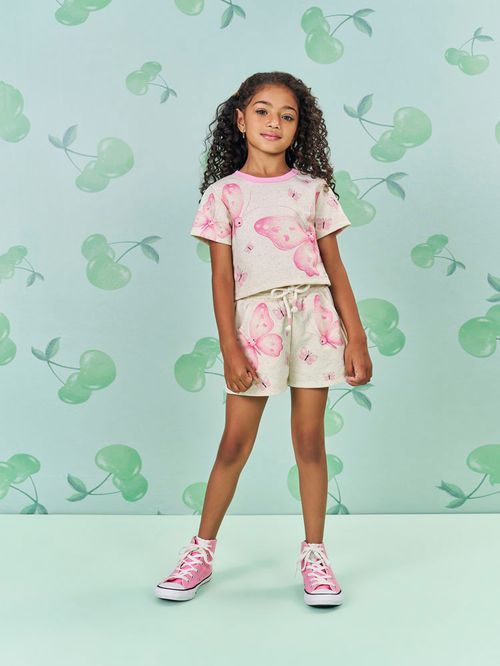Conjunto Menina Borboletas Off White Mundo Cinti
