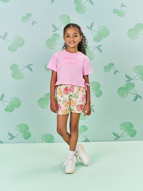 Conjunto Menina Hello Summer Rosa Mundo Cinti
