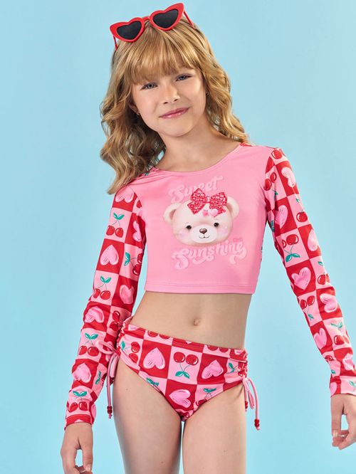 Biquíni Menina com Proteção UV Ursinha Rosa Mundo Cinti