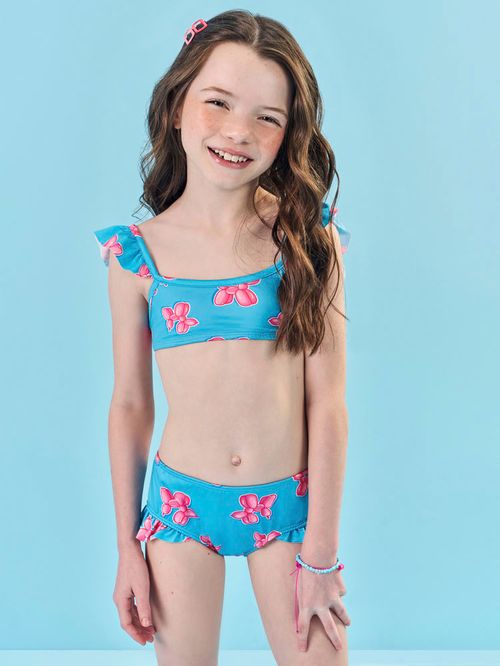 Biquíni Menina com Proteção UV Cachorrinho Azul Mundo Cinti