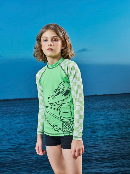 Conjunto Menino com Proteção UV Jacaré Verde Kippos