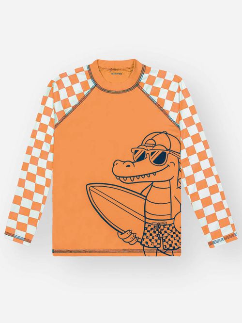 Conjunto Menino com Proteção UV Jacaré Laranja Kippos