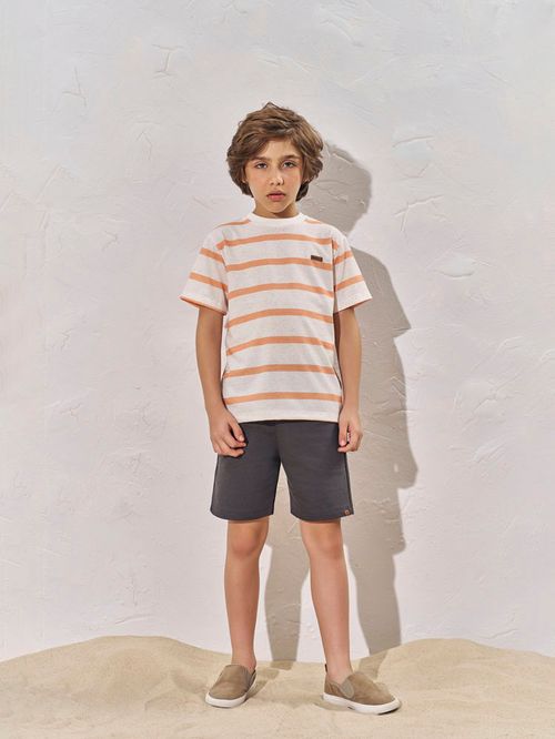 Conjunto Menino Listrado Laranja Divertto