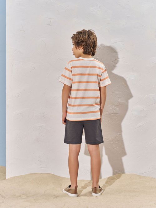 Conjunto Menino Listrado Laranja Divertto