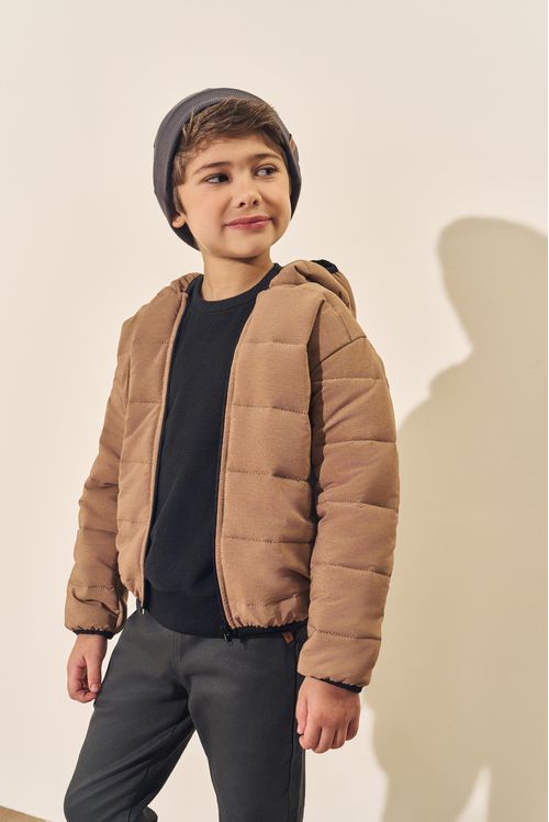 Jaqueta Puffer Infantil Menino Marrom Divertto