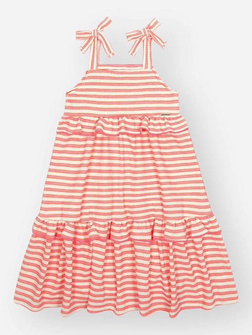 Vestido Infantil Menina Listrado Laranja Beli.me