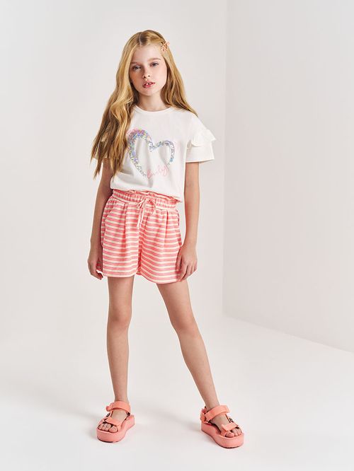 Conjunto Infantil Menina Listrado Laranja Beli.me