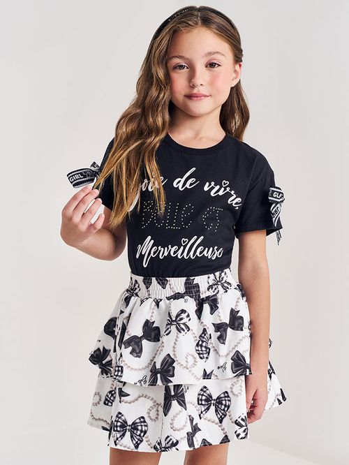Conjunto Infantil Menina Merveilleuse Preto Beli.me