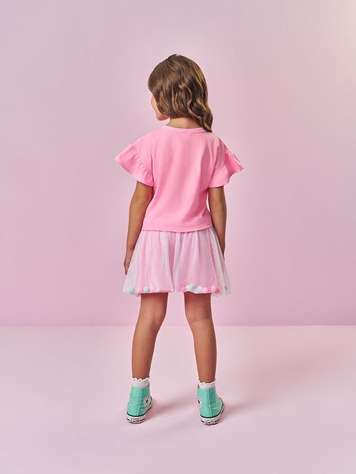 Blusa Cropped Infantil Menina Ursinhas Rosa Mundo Cinti