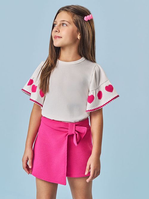 Conjunto Infantil Menina Coração Pink Mundo Cinti