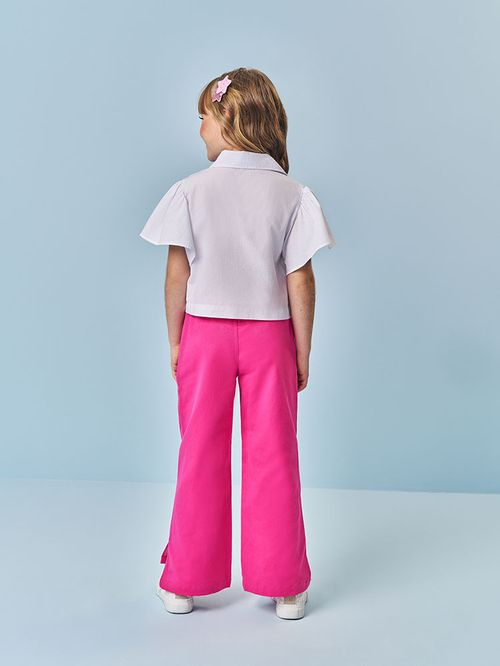 Camisa Cropped Infantil Menina Cintilante Branca Mundo Cinti