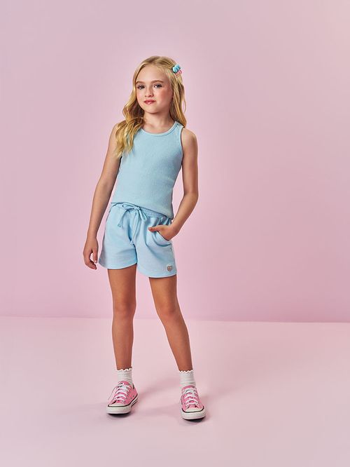 Short Infantil Menina Azul Mundo Cinti