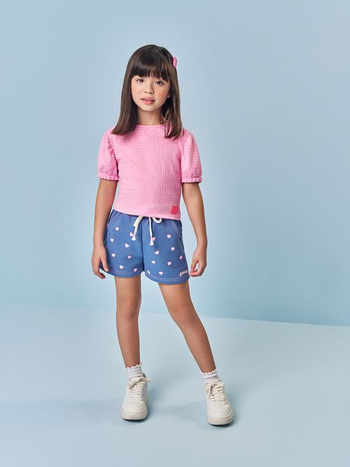 Short Infantil Menina Corações com Cheirinho Mundo Cinti