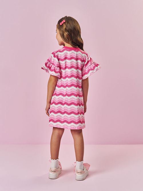 Vestido Infantil Menina Listrado Rosa Mundo Cinti
