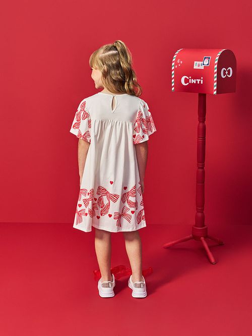Vestido Infantil Menina Laços Vermelhos Mundo Cinti