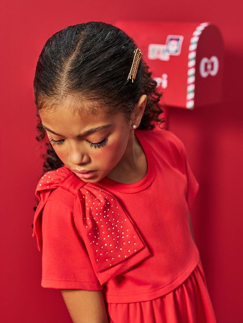 Vestido Infantil Menina com Laço Vermelho Mundo Cinti