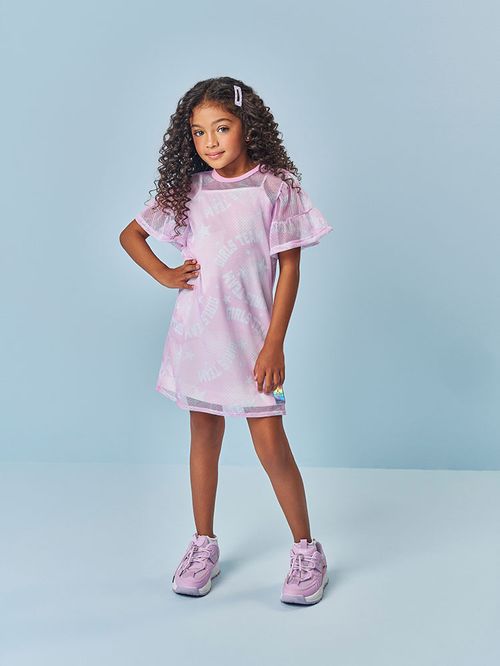 Vestido com Sobreposição Infantil Menina Girls Team Mundo Cinti