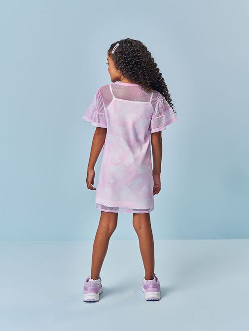 Vestido com Sobreposição Infantil Menina Girls Team Mundo Cinti
