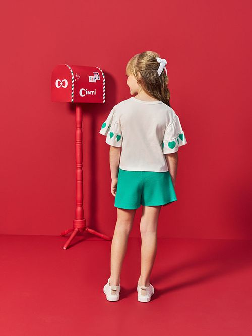 Conjunto Infantil Menina Corações Verdes Mundo Cinti