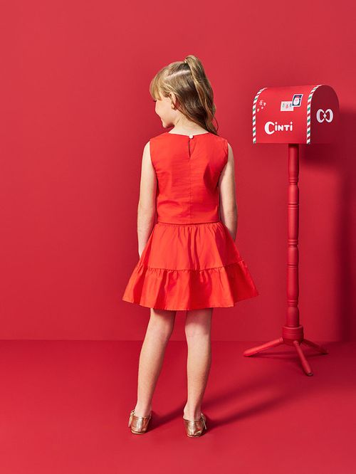 Conjunto Infantil Menina com Amarração Vermelho Mundo Cinti