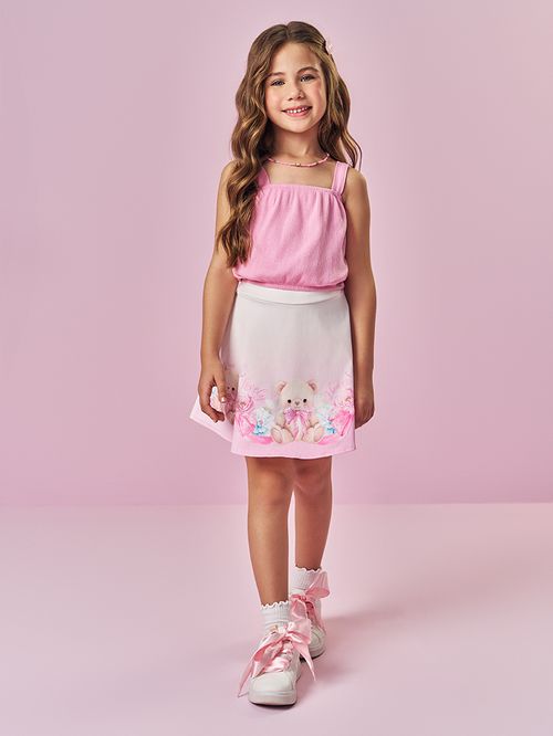 Conjunto Infantil Menina Ursinha Rosa Mundo Cinti