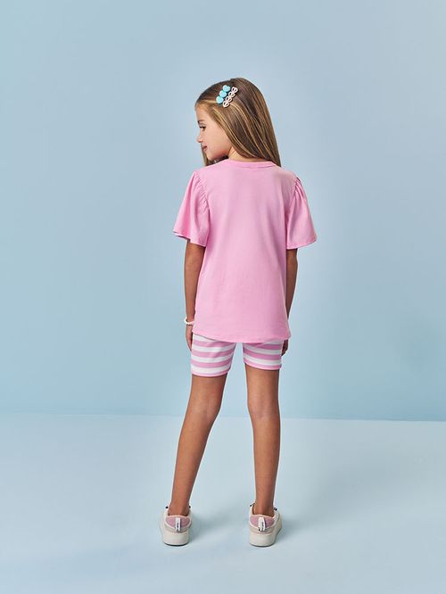 Conjunto Infantil Menina Ursinha Listrada Mundo Cinti