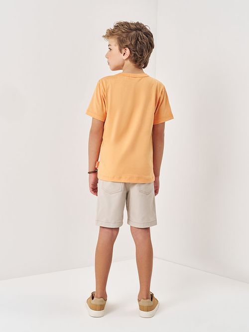 Camiseta Infantil Menino Dinossauros em Relevo Laranja Divertto