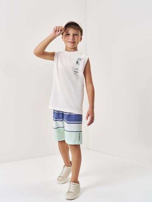 Bermuda em Nylon Infantil Menino Listrada Divertto