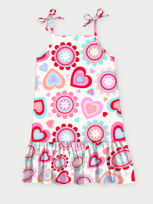 Vestido Infantil Sweet Hearts Natural Abrange