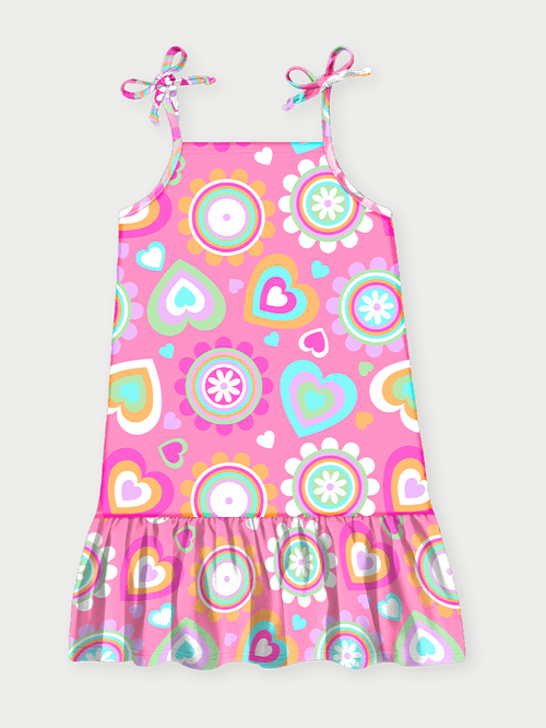 Vestido Infantil Sweet Hearts Rosa Abrange