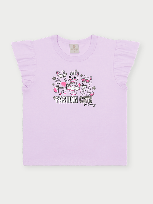 Conjunto Infantil Menina Fashion Cats Rosa Abrange