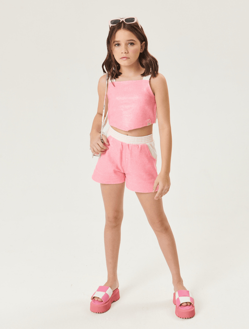 Conjunto Blusa E Short Rosa Neon Catavento