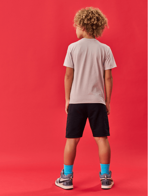 Conjunto Infantil Menino Play Camiseta e Bermuda Dino Pochete Cinza e Preto Catavento