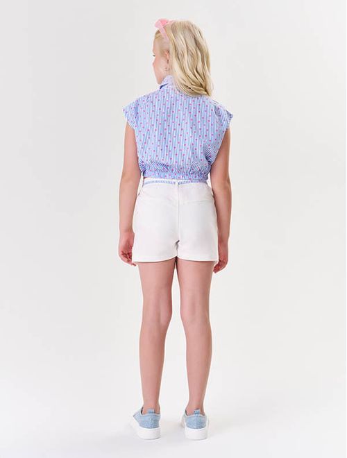 Conjunto Infantil Menina Camisa Listrada E Short-Saia Azul Catavento