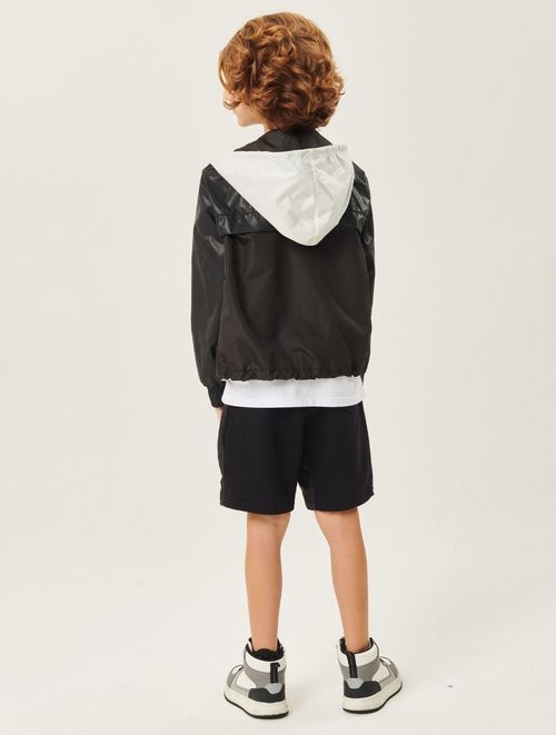 Jaqueta Corta Vento Preto E Natural Catavento