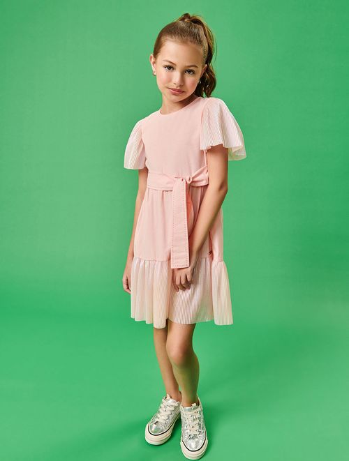 Vestido Com Holográfico Rosa Catavento