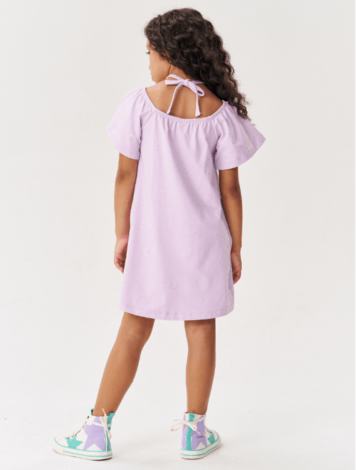 Vestido Infantil Menina Com Glitter Lilás Catavento