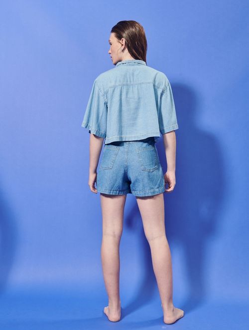 Short-Saia Recorte Jeans DWay