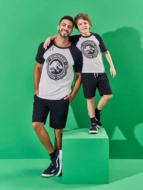 Camiseta Pai e Filho Dinosaur Committee Natural Kippos