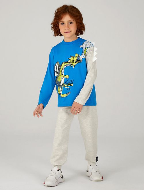 Conjunto Camisa E Calça Dragão Azul E Mescla Abrange