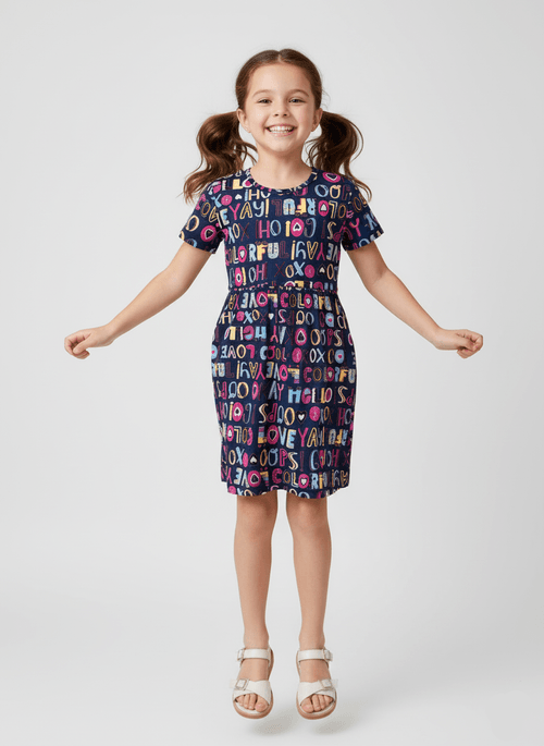 Vestido Infantil Colorfull Marinho Abrange